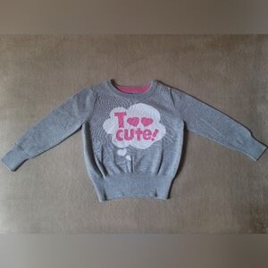 Gap Girl Grey "Too Cute!" Long Sleeve Sweatshirt Size 2